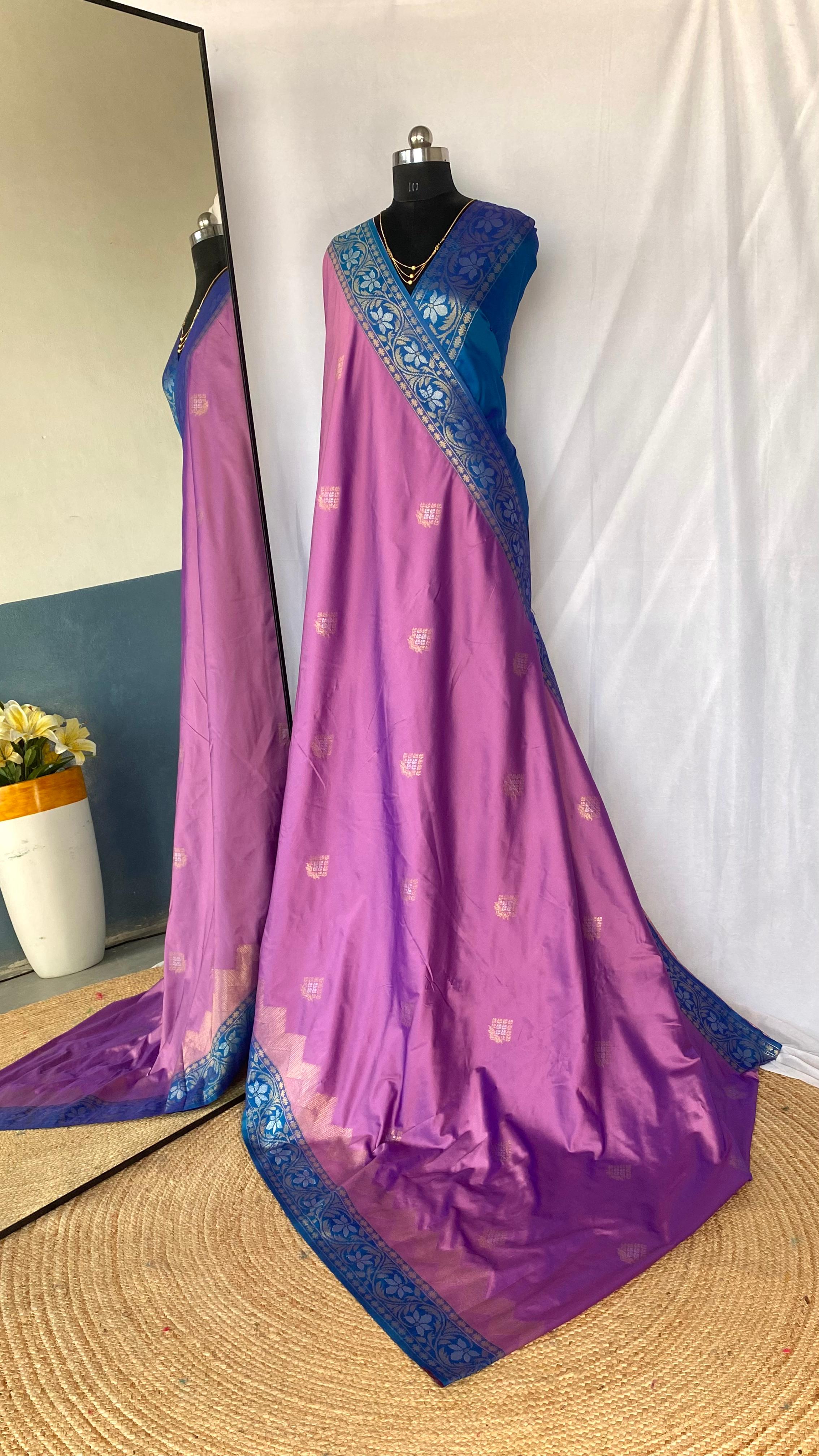 Dual Tone Designer Banarasi Soft Silk Saree