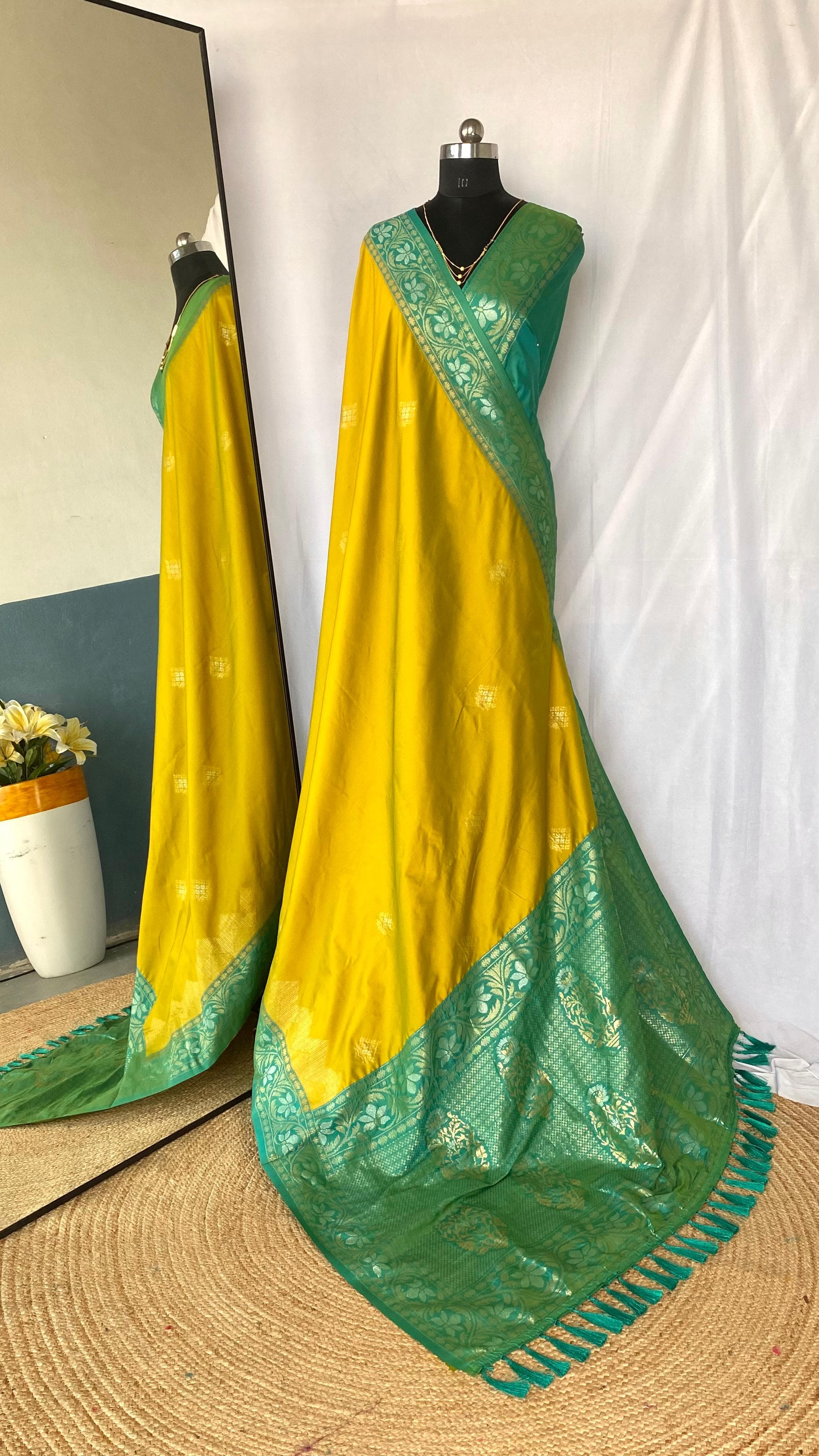 Dual Tone Designer Banarasi Soft Silk Saree