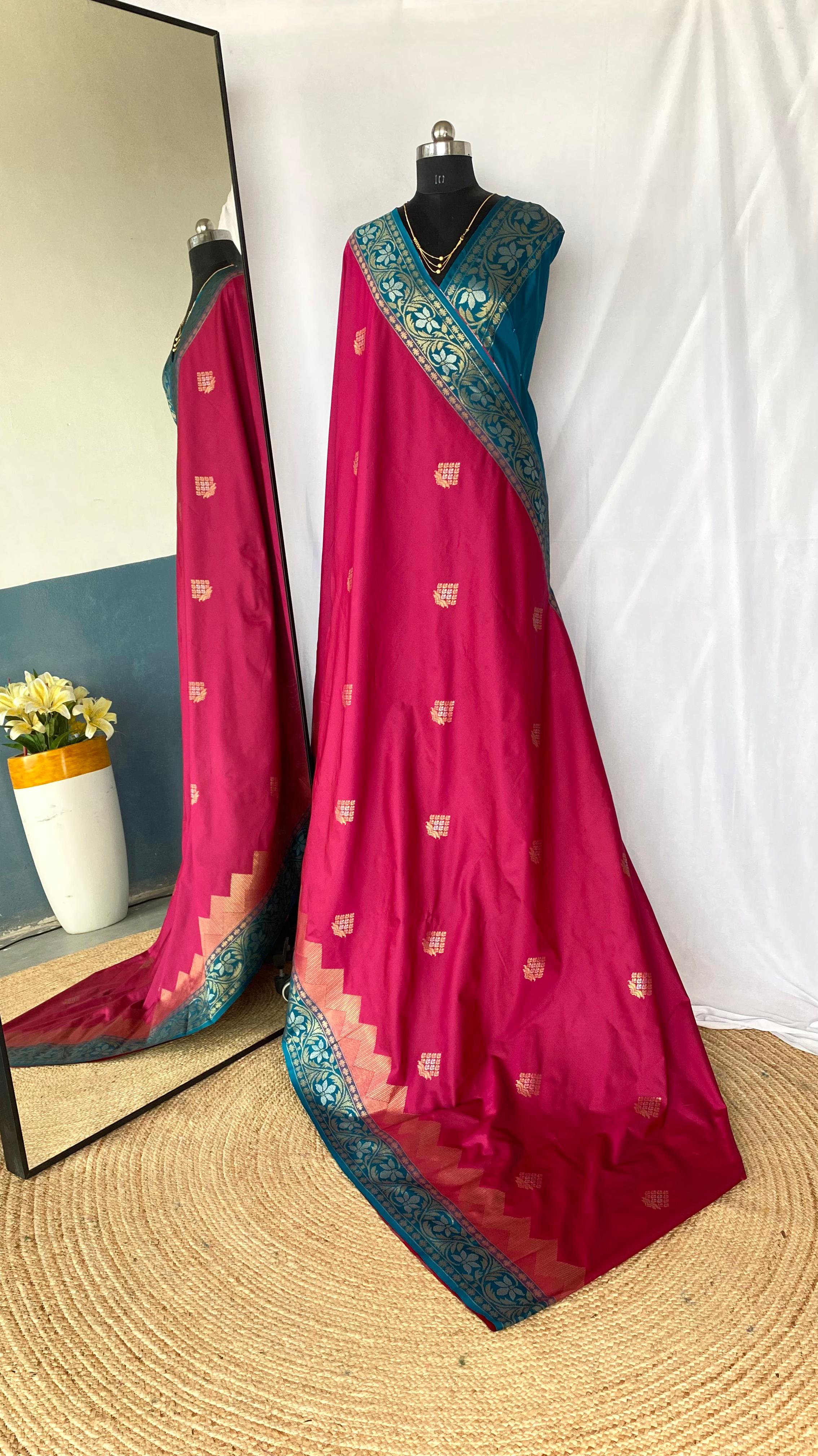 Dual Tone Designer Banarasi Soft Silk Saree