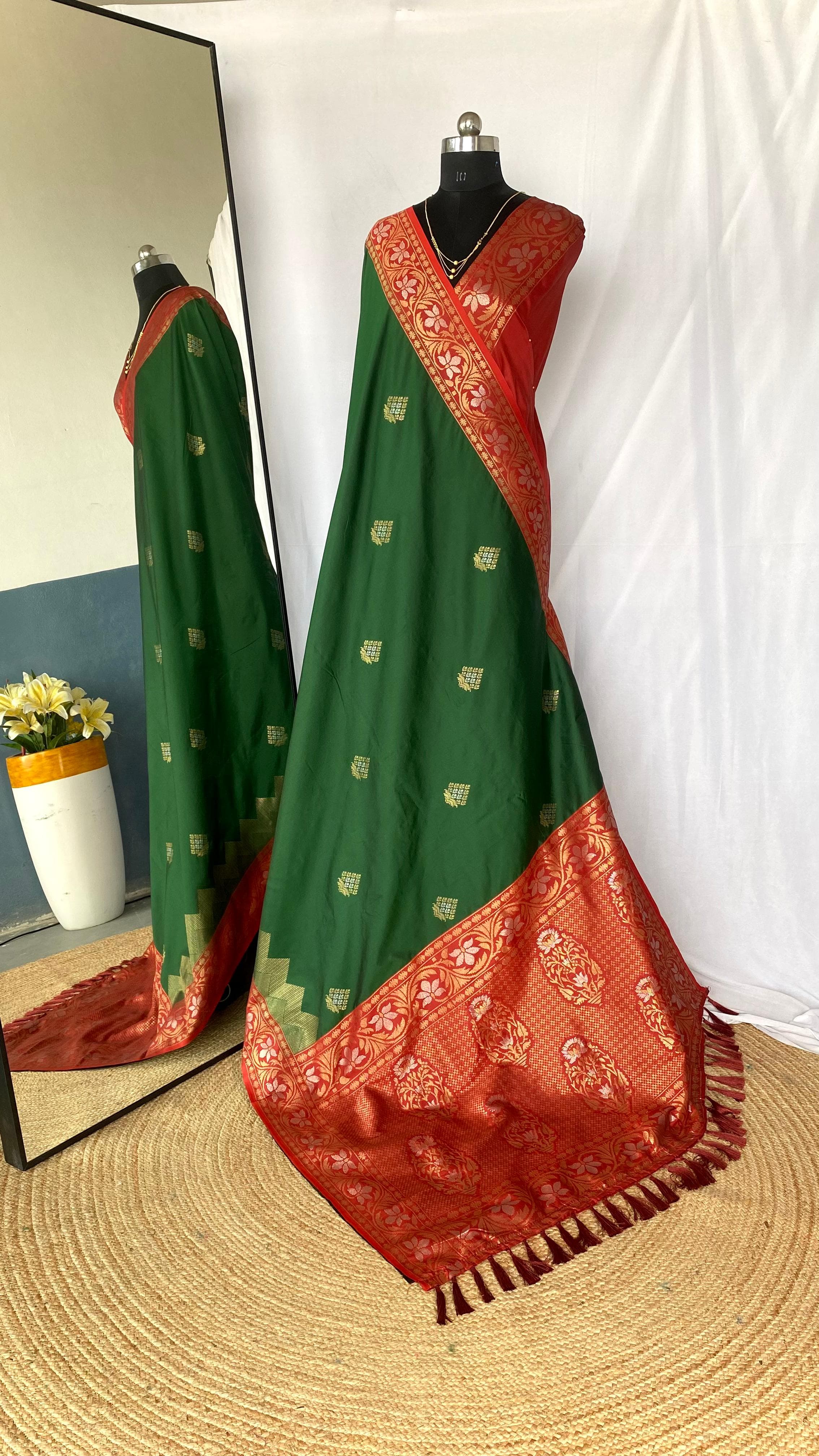 Dual Tone Designer Banarasi Soft Silk Saree