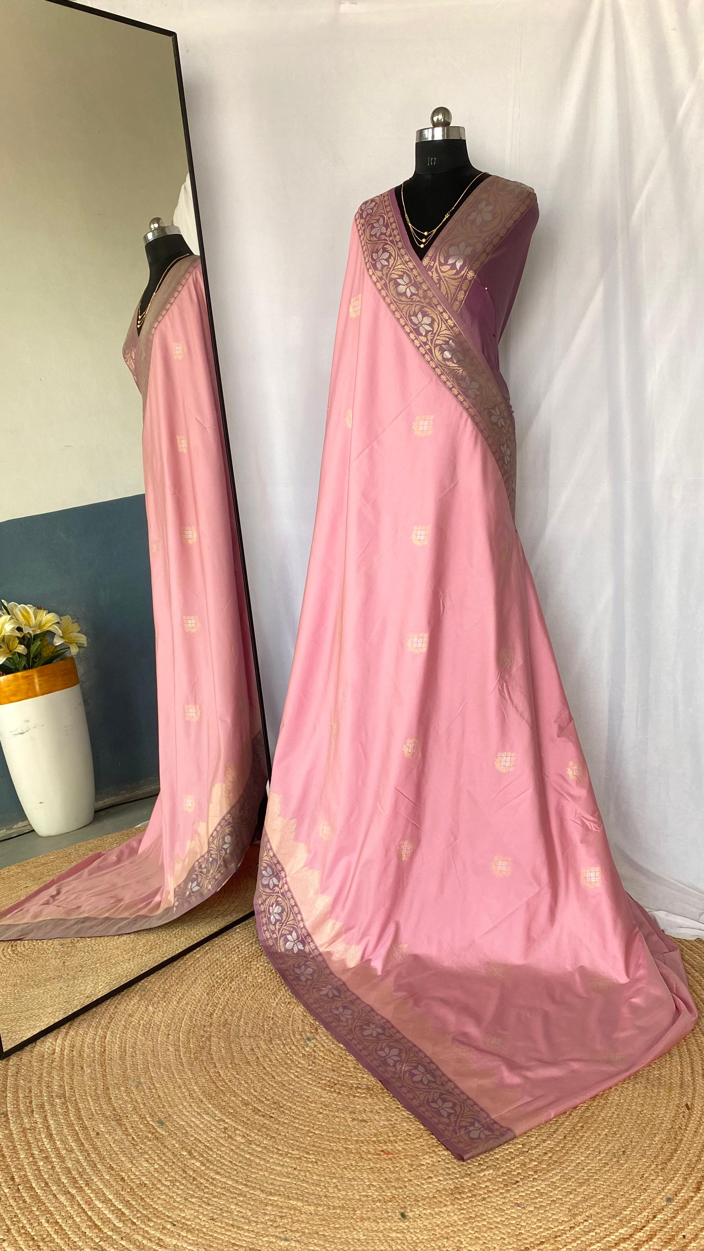 Dual Tone Designer Banarasi Soft Silk Saree