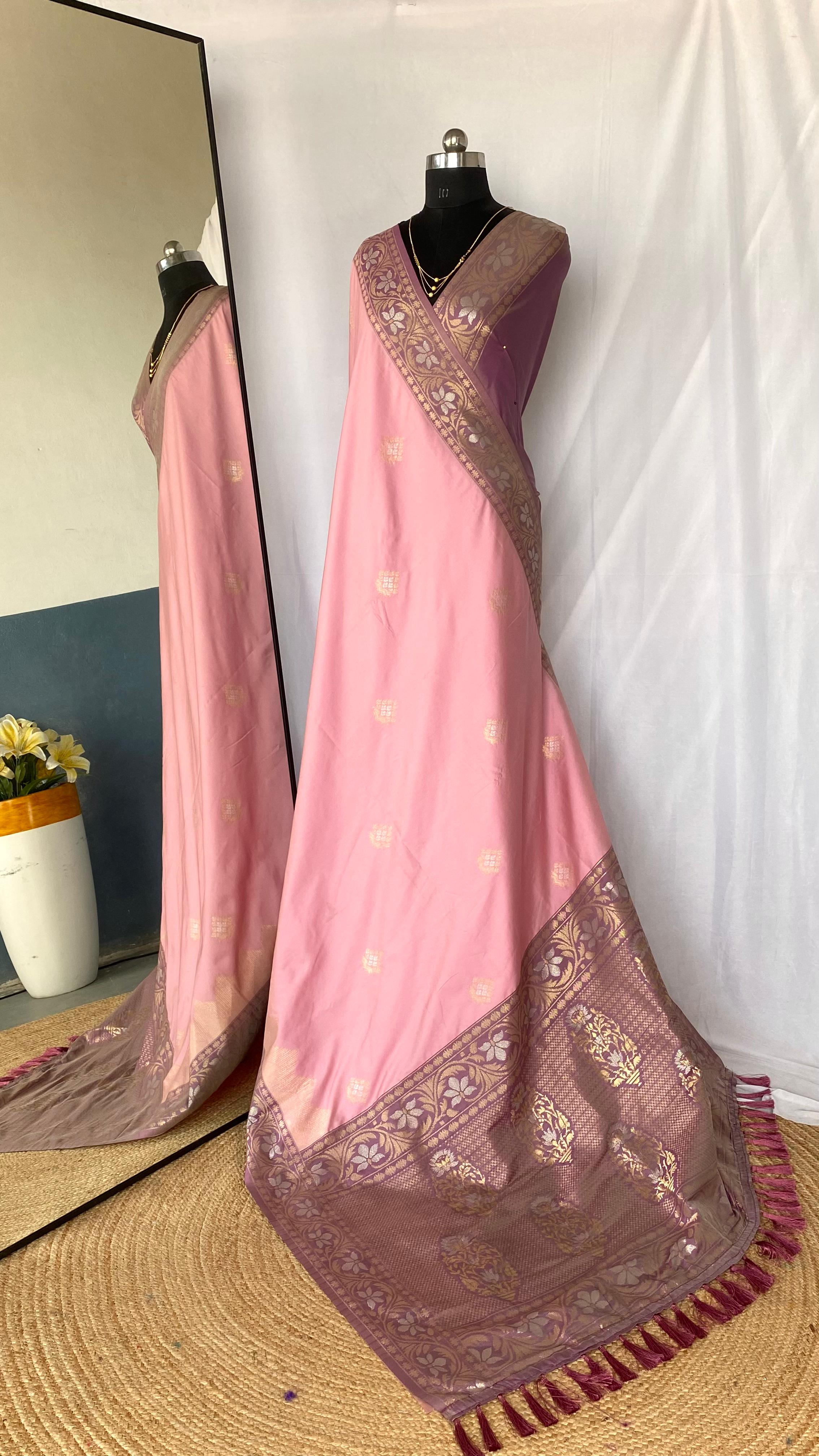 Dual Tone Designer Banarasi Soft Silk Saree