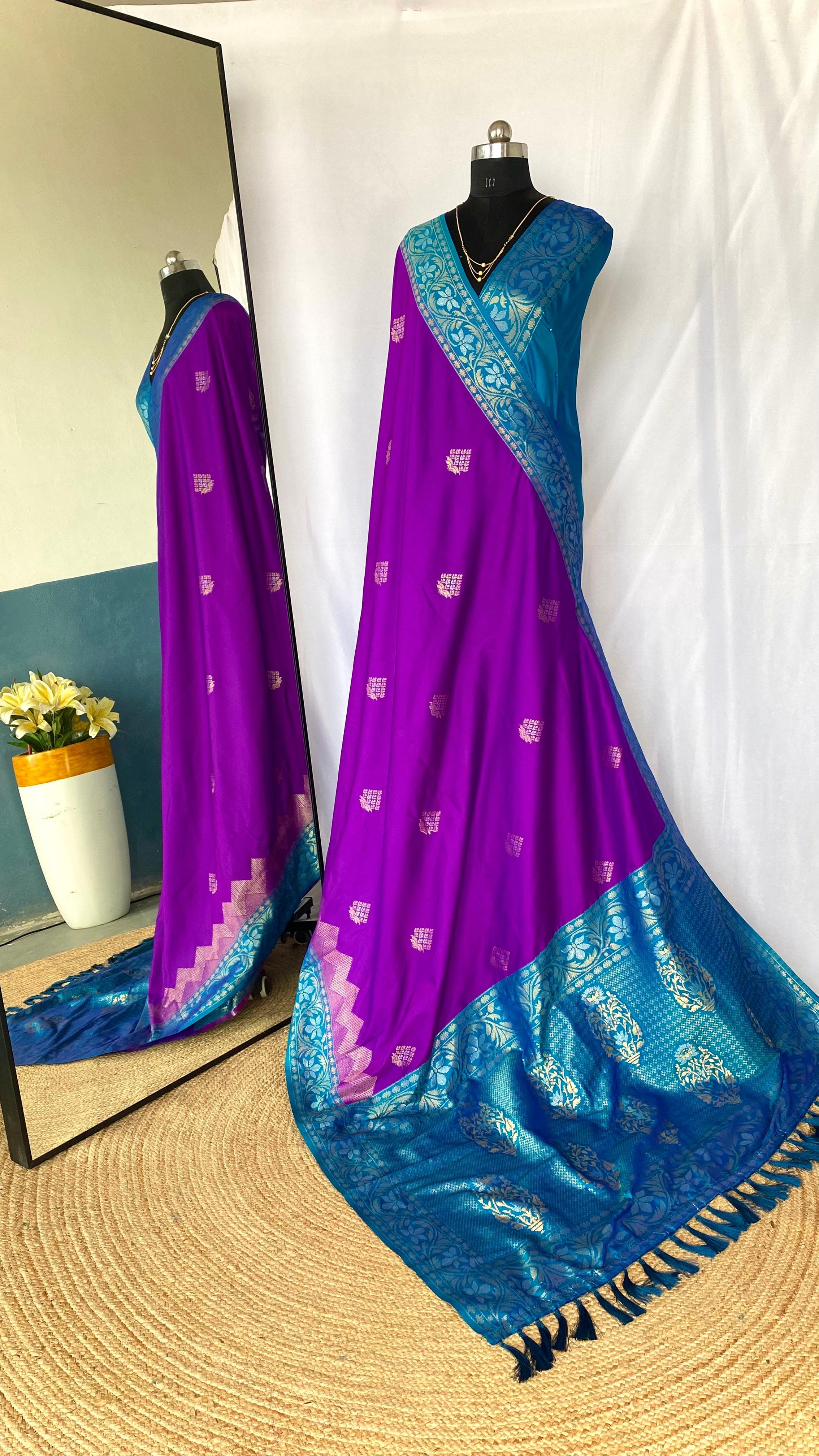 Dual Tone Designer Banarasi Soft Silk Saree