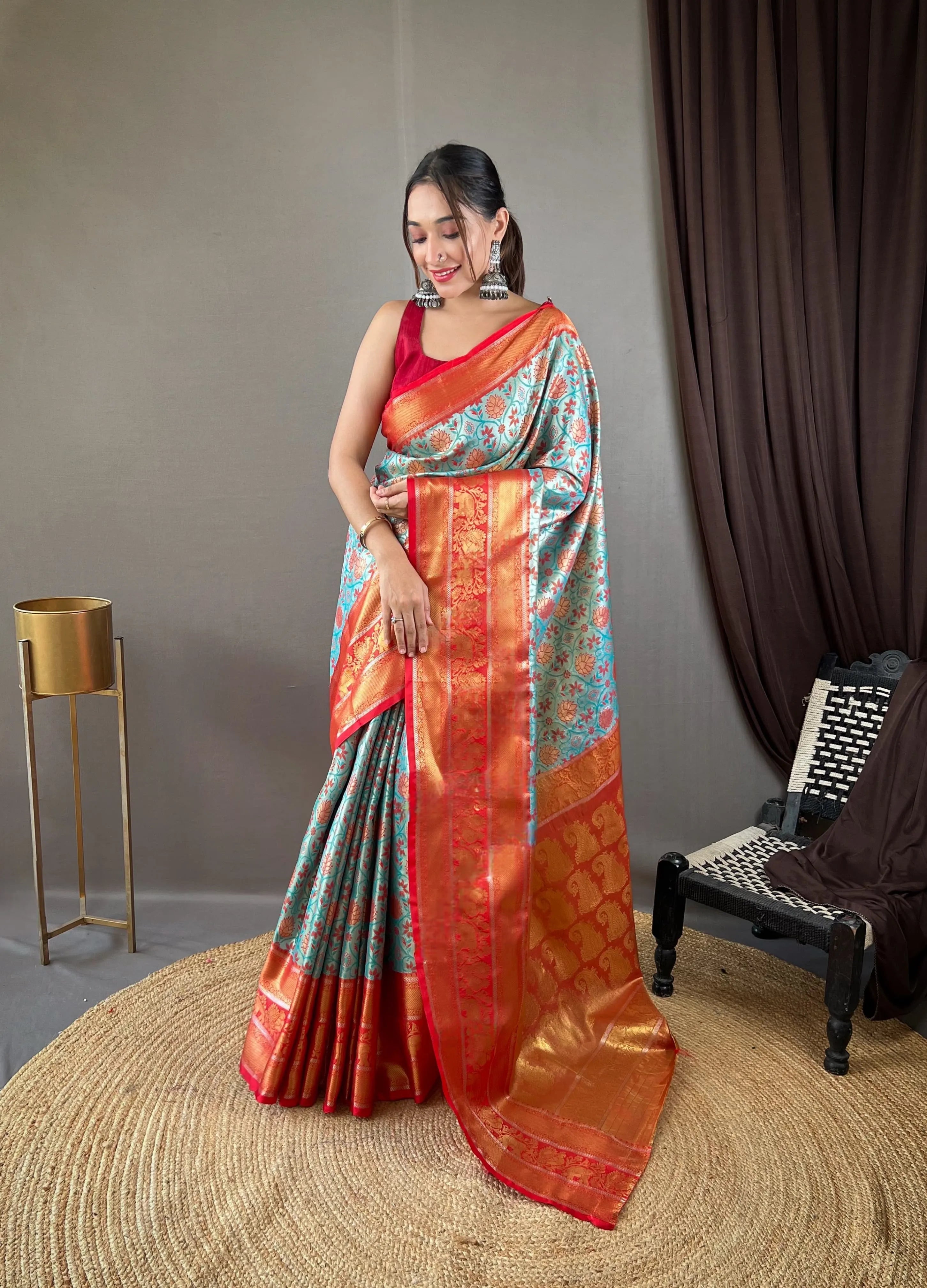 Kanjivaram Semi Silk Kanchi Style Saree