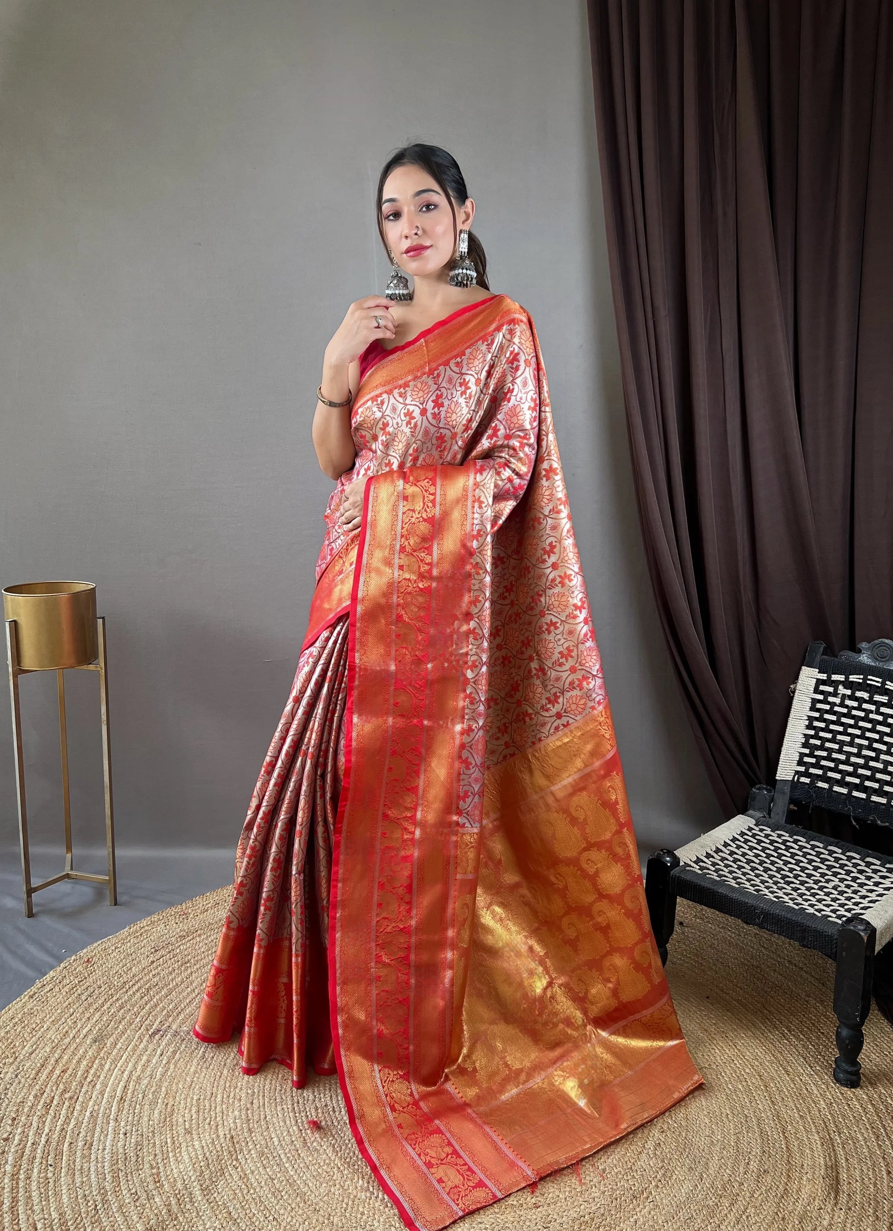 Kanjivaram Semi Silk Kanchi Style Saree