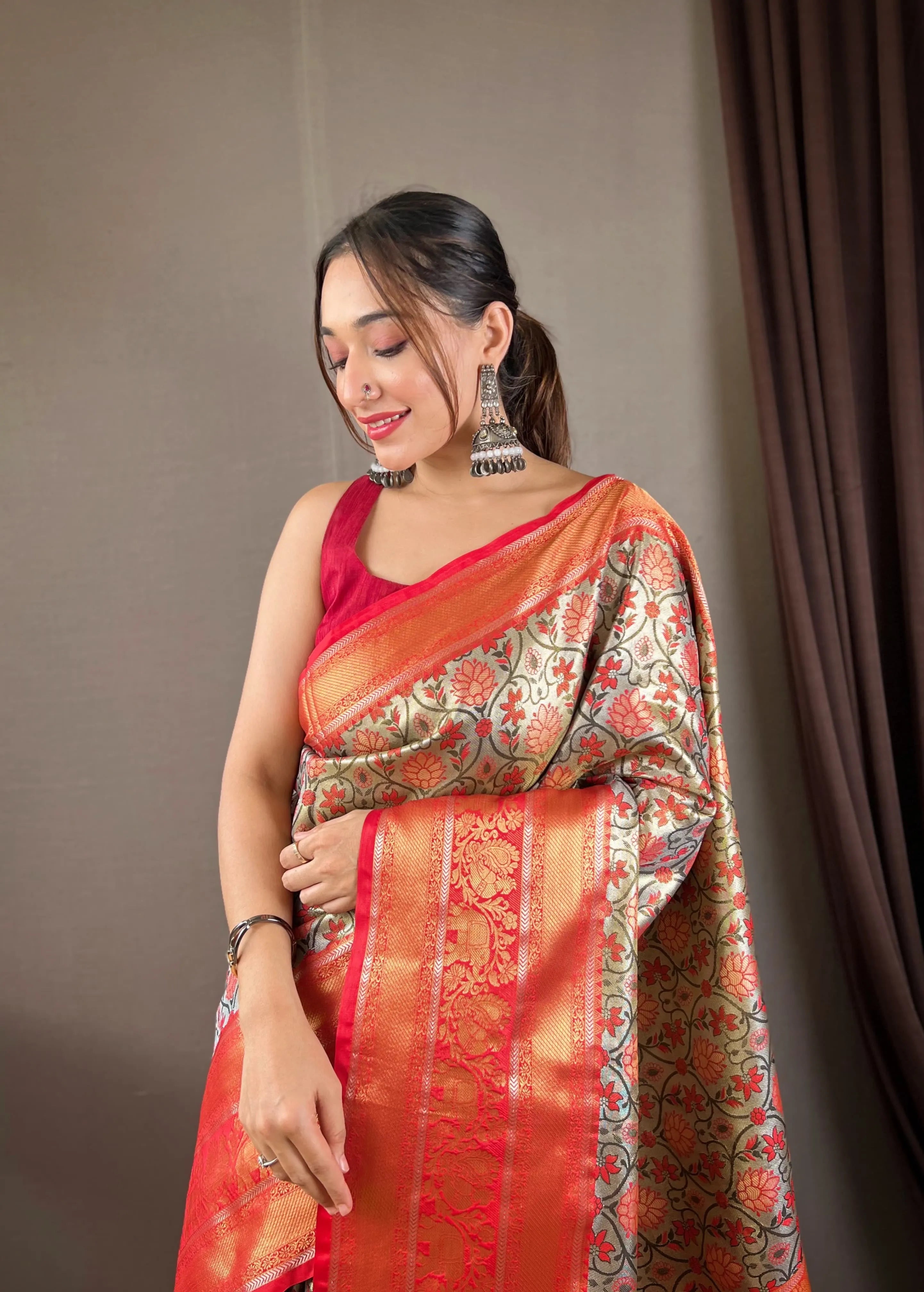 Kanjivaram Semi Silk Kanchi Style Saree