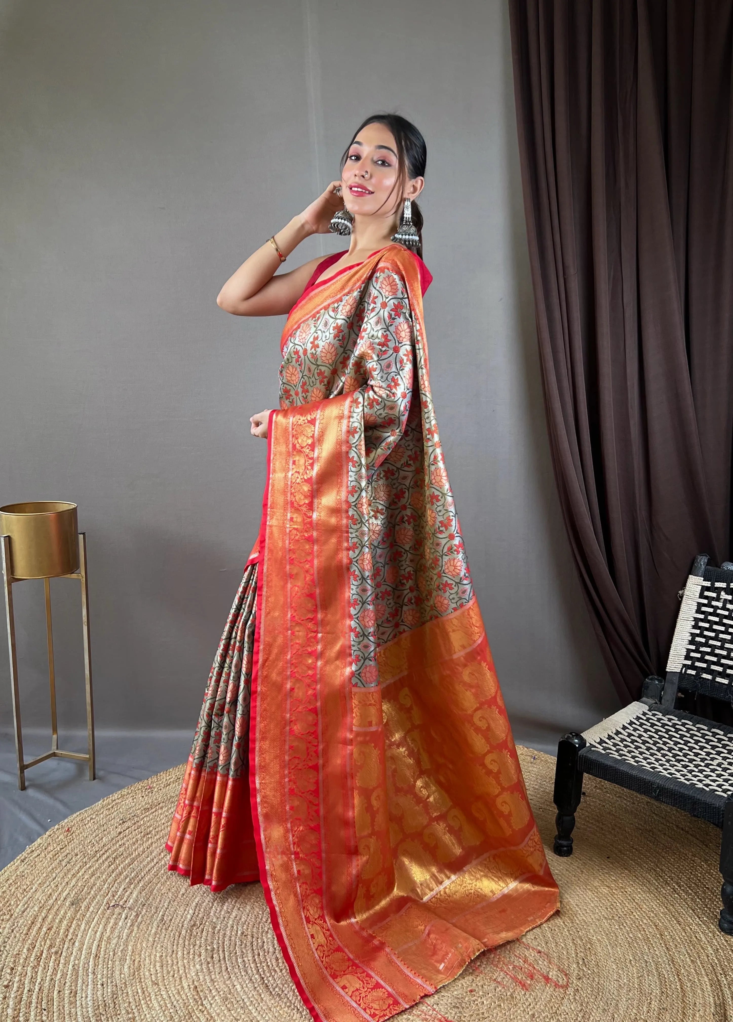 Kanjivaram Semi Silk Kanchi Style Saree