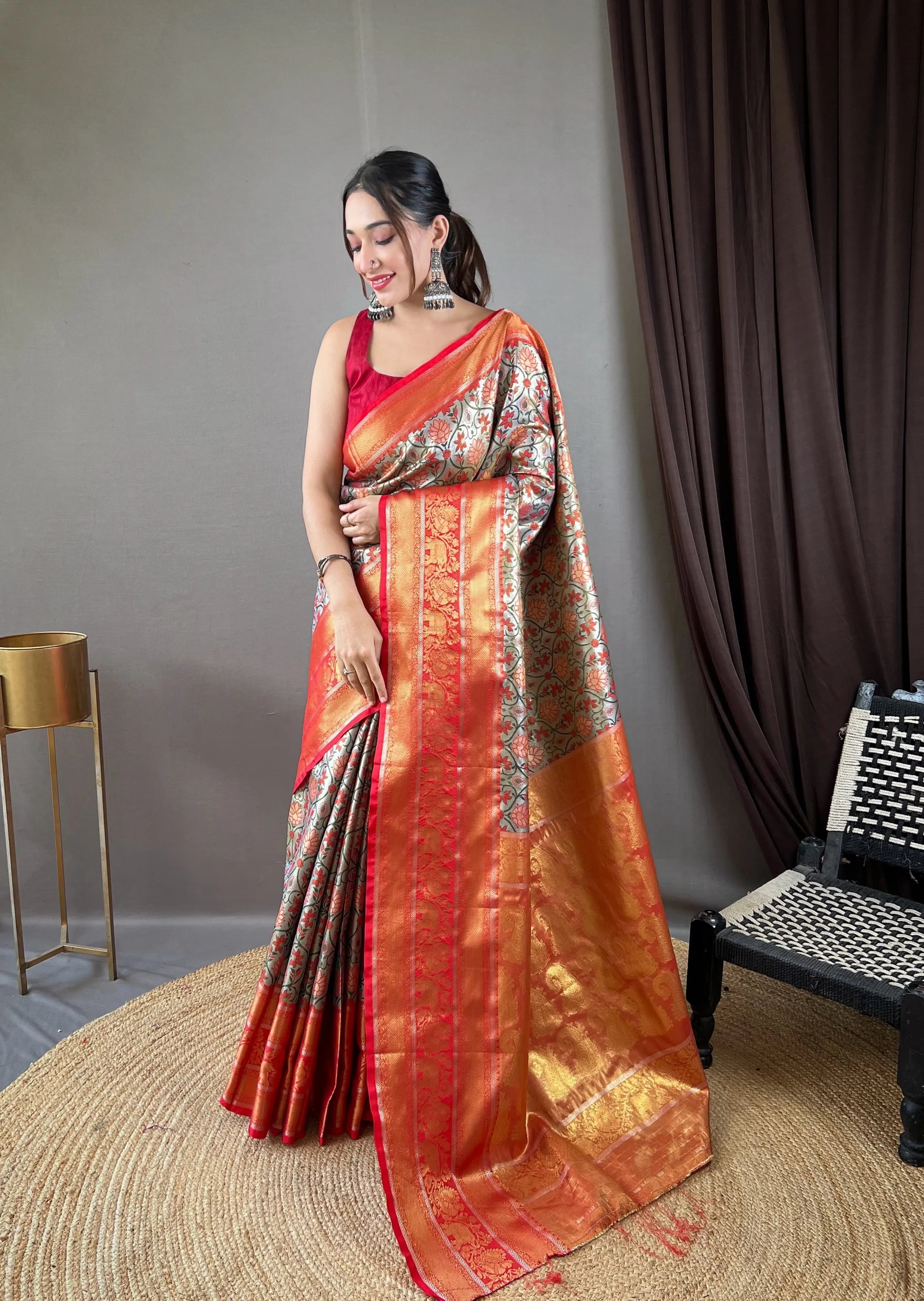 Kanjivaram Semi Silk Kanchi Style Saree