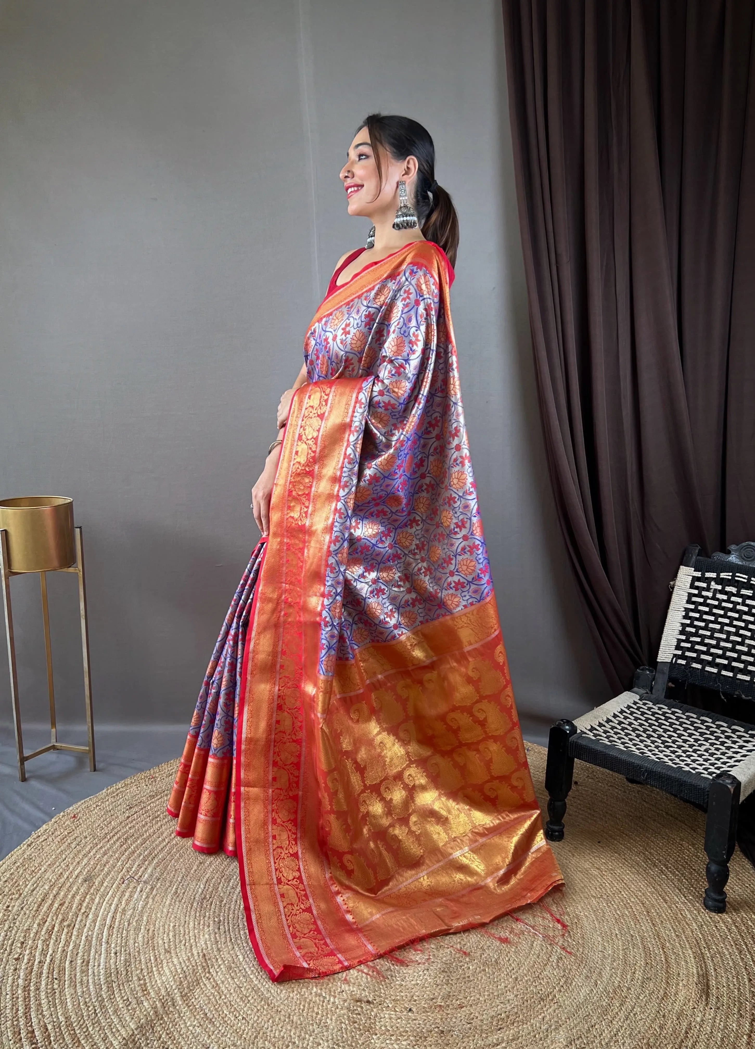 Kanjivaram Semi Silk Kanchi Style Saree