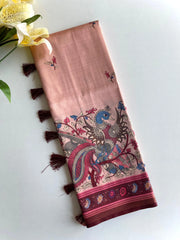 Dola Viscose Digital Printed Kalamkari Saree