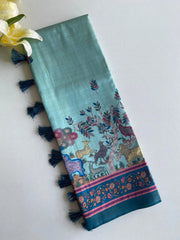 Dola Viscose Digital Printed Kalamkari Saree