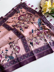 Dola Viscose Digital Printed Kalamkari Saree
