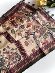 Dola Viscose Digital Printed Kalamkari Saree