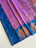 Dual Tone Unique Peacock Border Soft Silk Saree