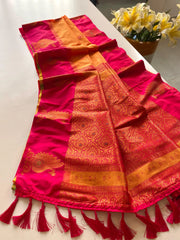 Dual Tone Unique Peacock Border Soft Silk Saree
