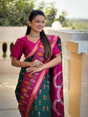 Ikkat Soft Silk Patola Guranted Fabric Saree