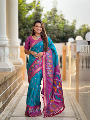 Ikkat Soft Silk Patola Guranted Fabric Saree