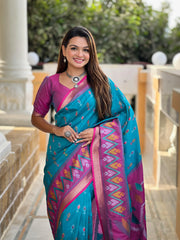 Ikkat Soft Silk Patola Guranted Fabric Saree