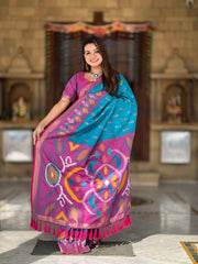 Ikkat Soft Silk Patola Guranted Fabric Saree