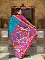 Ikkat Soft Silk Patola Guranted Fabric Saree