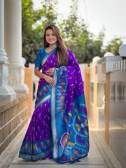 Ikkat Soft Silk Patola Guranted Fabric Saree