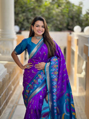 Ikkat Soft Silk Patola Guranted Fabric Saree