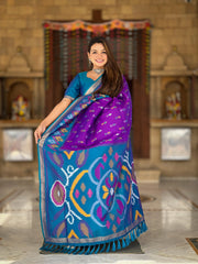 Ikkat Soft Silk Patola Guranted Fabric Saree