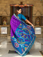 Ikkat Soft Silk Patola Guranted Fabric Saree