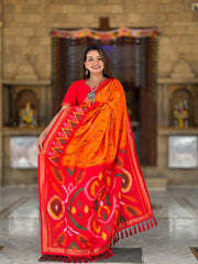 Ikkat Soft Silk Patola Guranted Fabric Saree