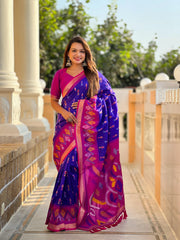 Ikkat Soft Silk Patola Guranted Fabric Saree