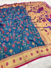 Peacock Jaal Soft Silk Paithani