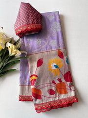 Paithani Soft Silk 3D Traditional Sequence Lace Saree