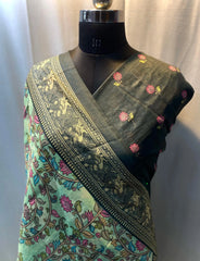 Soft Cotton Chanderi Kalamkari Digital Printed Saree