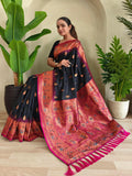 Black Paithani Silk Meenakari Soft Silk Saree