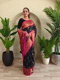 Black Paithani Silk Meenakari Soft Silk Saree