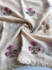 Kota Doriya Chex Pattern Designer Embroidery Work Saree