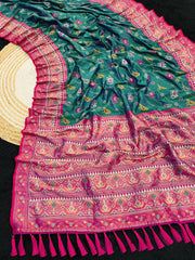 Patola Leheriya Peacock Ikkat Saree