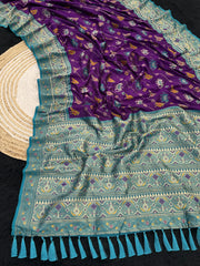 Patola Leheriya Peacock Ikkat Saree