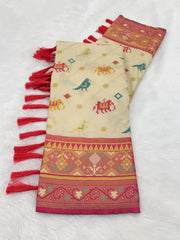 Patola Leheriya Peacock Ikkat Saree
