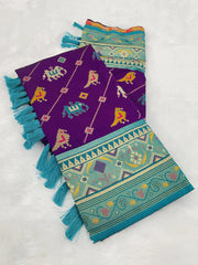 Patola Leheriya Peacock Ikkat Saree