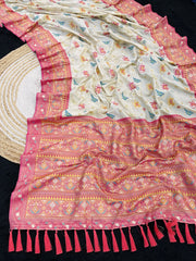 Patola Leheriya Peacock Ikkat Saree