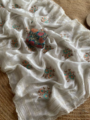 Premium Crush Silk Printed Organza Saree