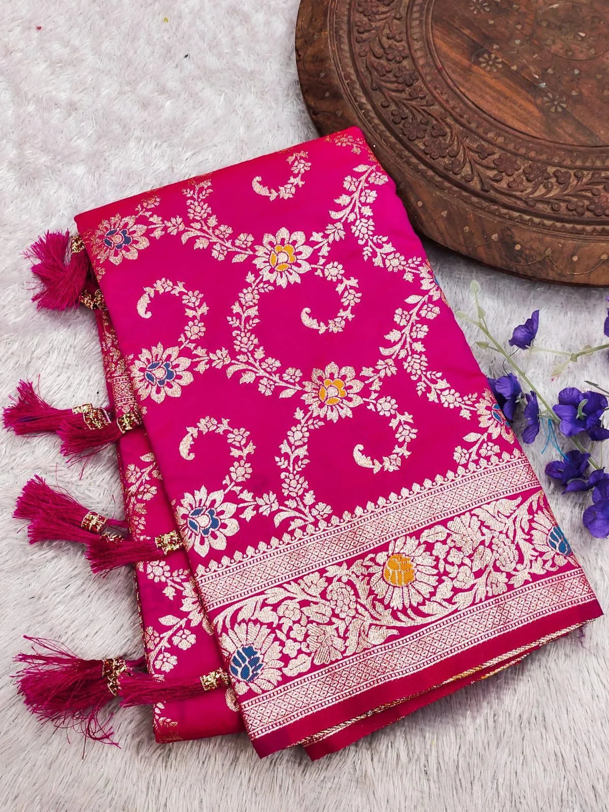 Soft Banarasi Silk Original Meenakari Touch up Rich Pallu Saree (Product Code: AS-875)