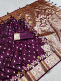 Soft Banarasi Silk Zari Weaving Rich Pallu Saree