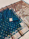 Soft Banarasi Silk Zari Weaving Rich Pallu Saree