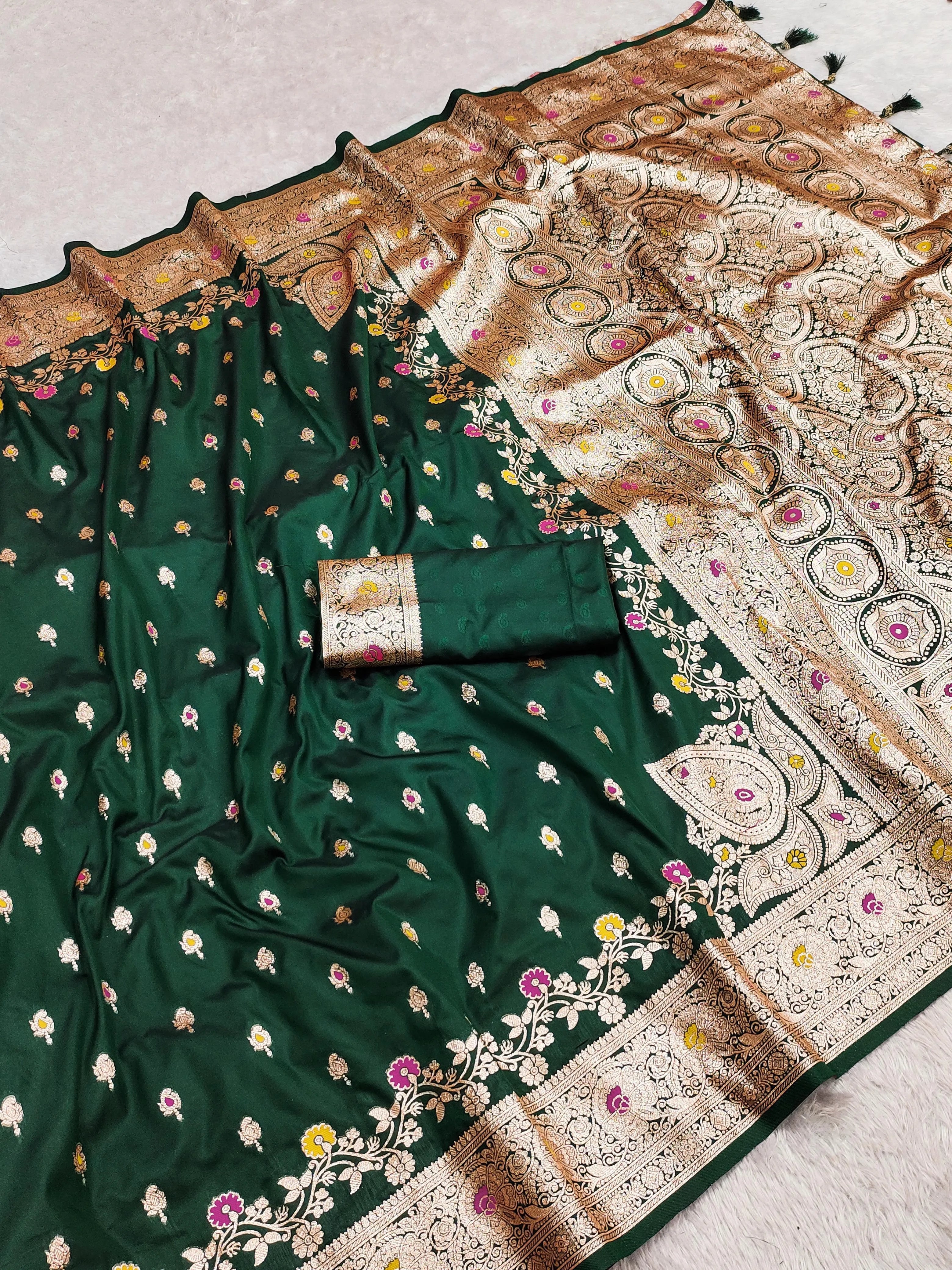 Soft Banarasi Silk Zari Weaving Rich Pallu Saree
