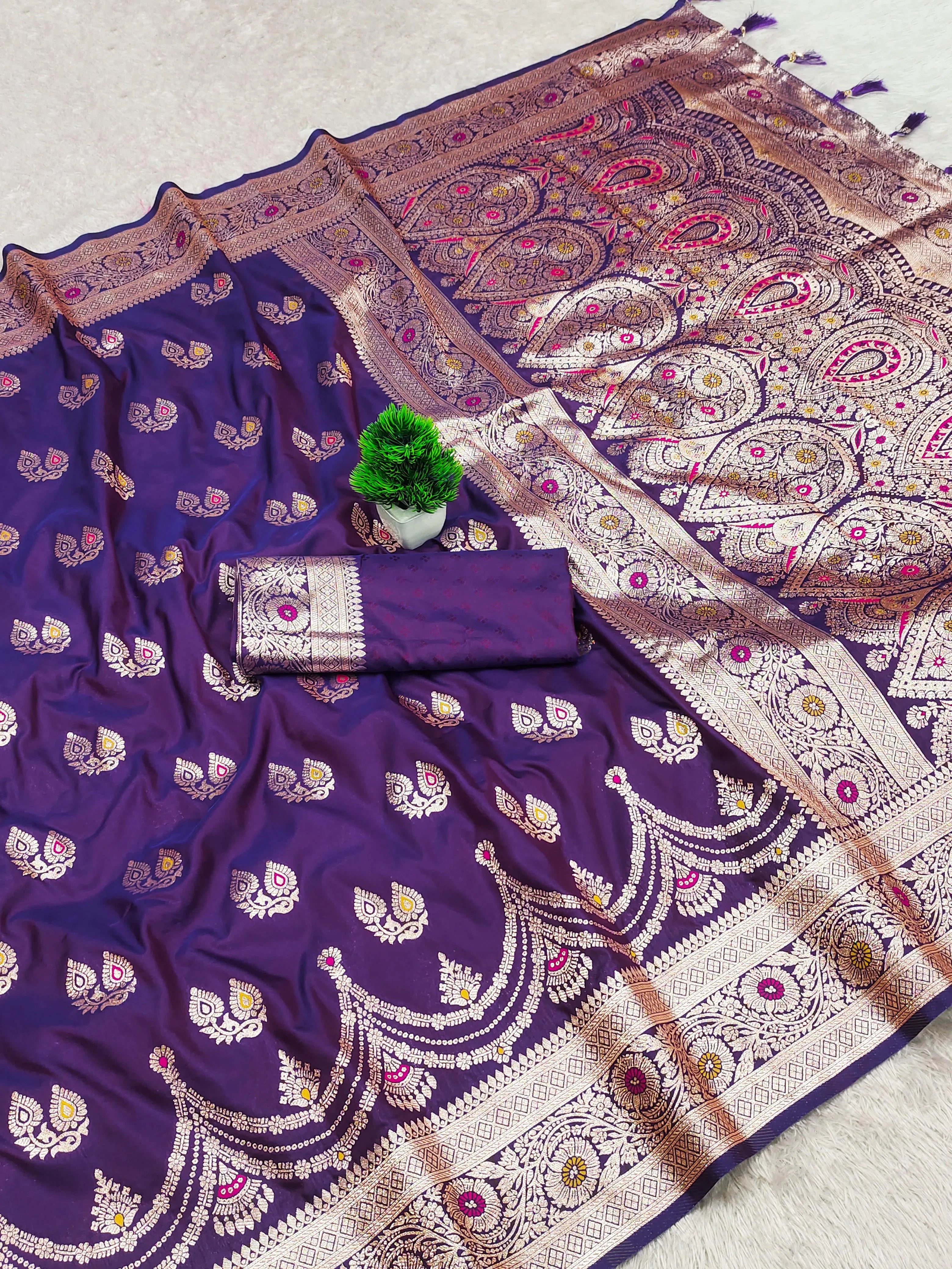 Soft Silk Banarasi Meenakari Saree