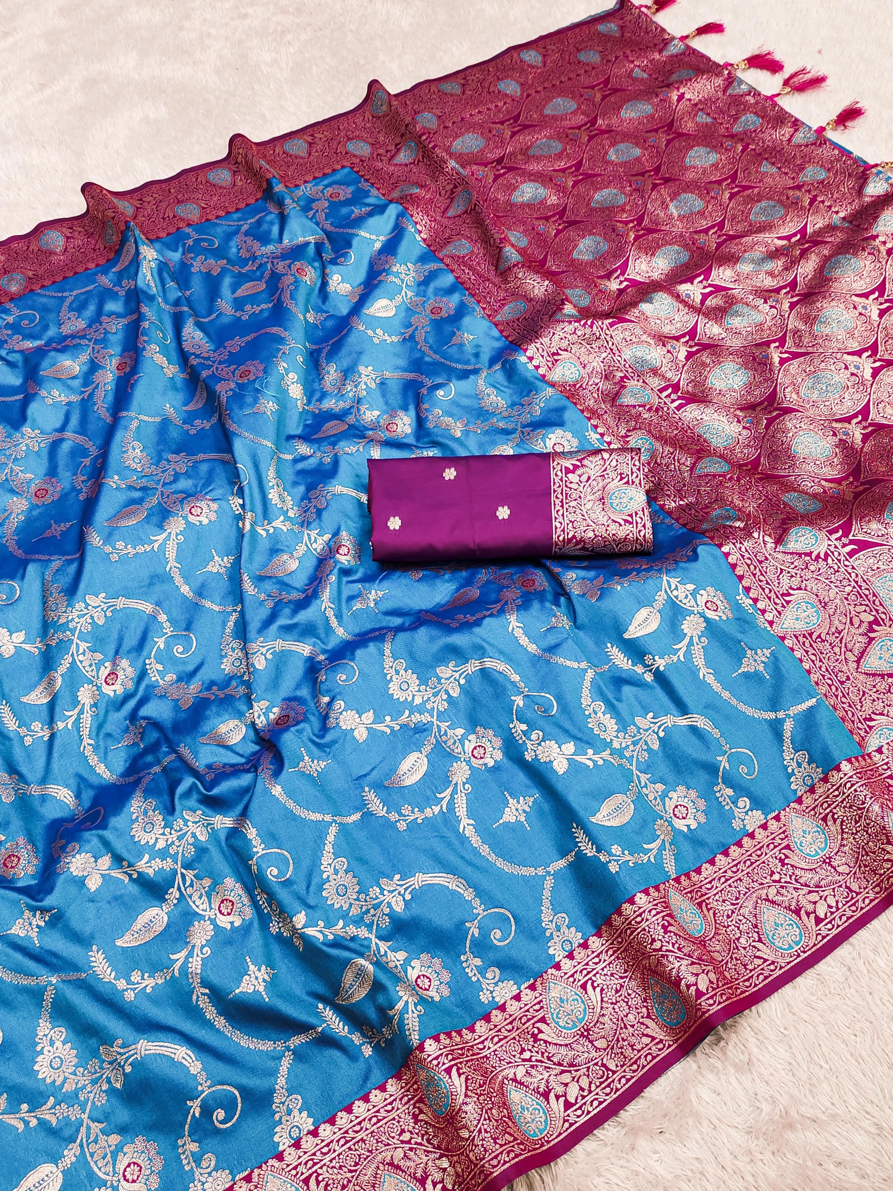 Soft Silk Banarasi Meenakari Zari Weaving Saree