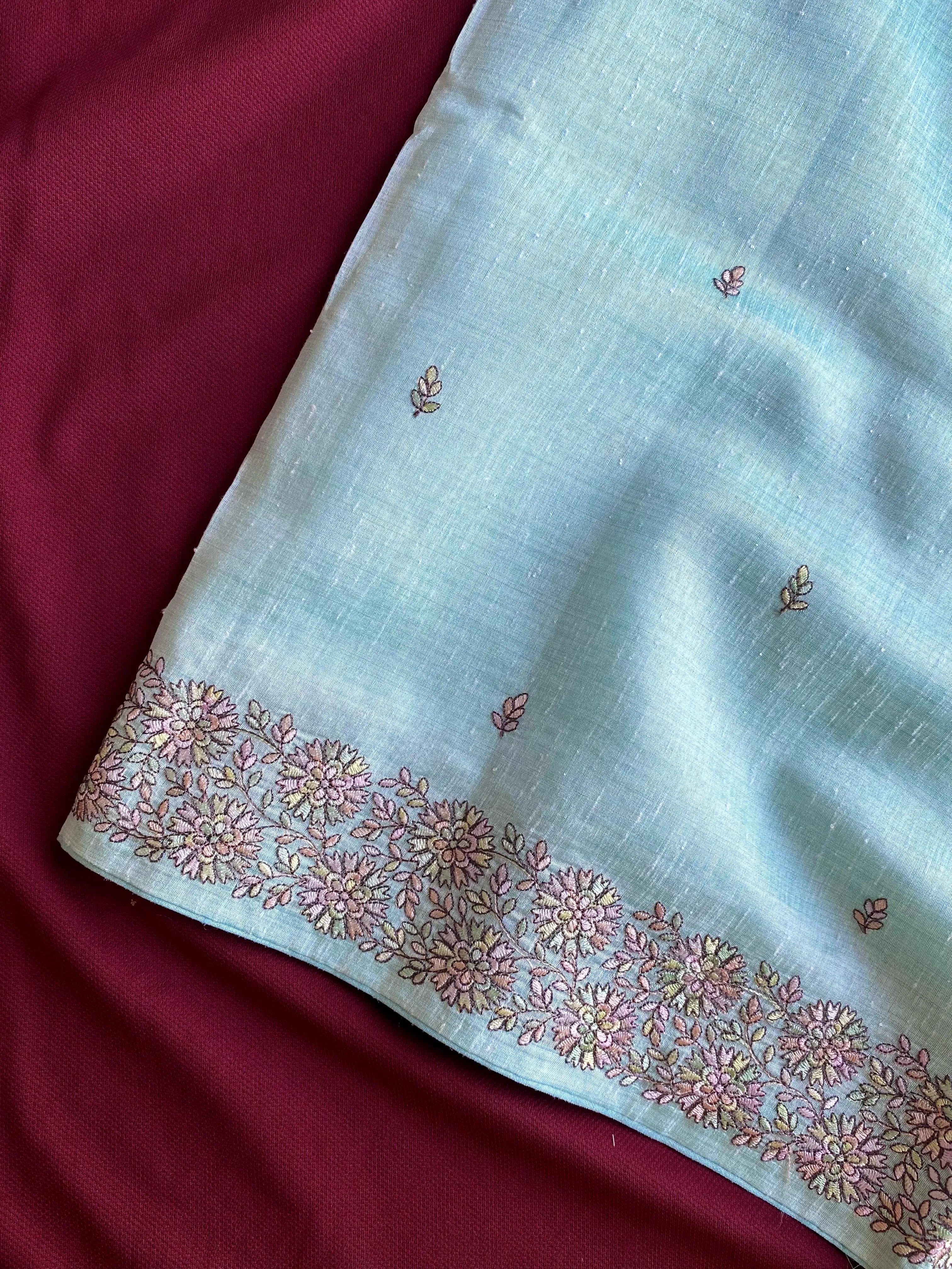 Designer Tussar Embroidered Saree
