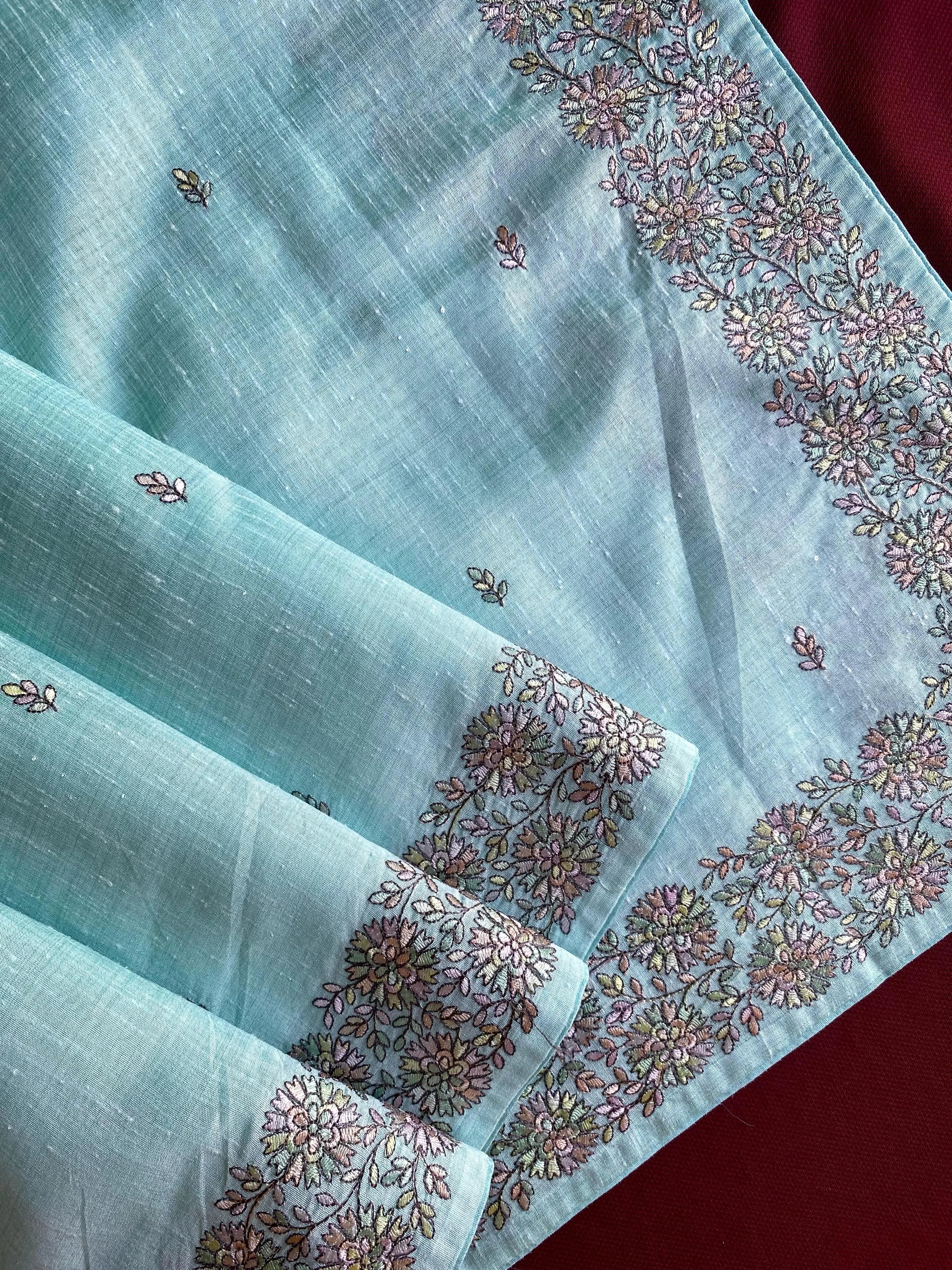 Designer Tussar Embroidered Saree
